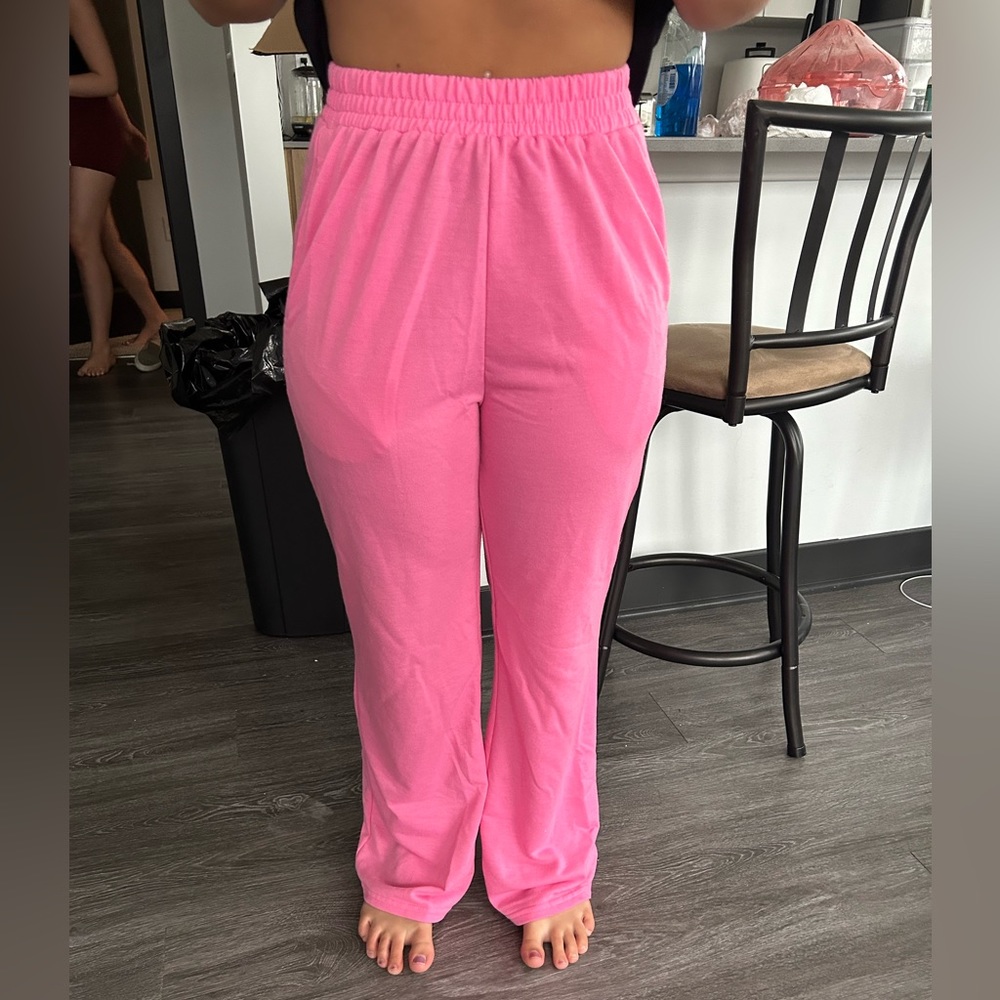 SHEIN pink high wasted sweat pants